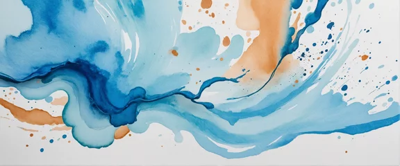 Crédence de cuisine en verre imprimé Cristaux Blue watercolor stain on paper. Design element on white background.