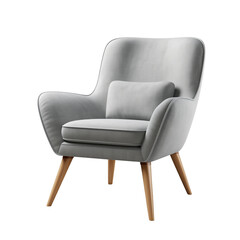 Naklejka premium Armchair. Scandinavian modern minimalist style. Transparent background, isolated image.