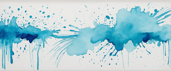 Obraz premium Blue watercolor brush strokes on white background