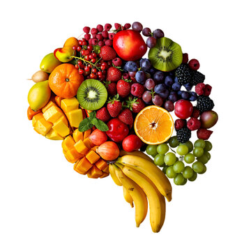 Fruitful Mind: A Vibrant Brain-Shaped Assortment of Mixed Fruits