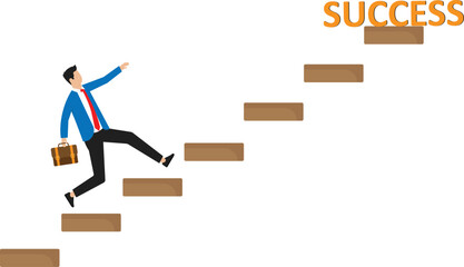 Businessman climb up stairs for success, Reaching goals for business success concept, 
