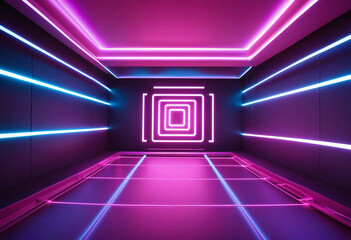 Neon Light Geometric Backdrop with Glowing Lines