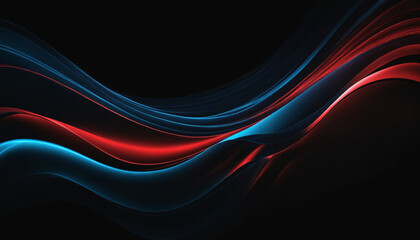 Abstract Blue and Red Colors, Flowing Design with Noise Texture, Wide Banner with Copy Space