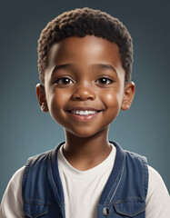 3D Cartoon-style Portrait of a Handsome African American Boy