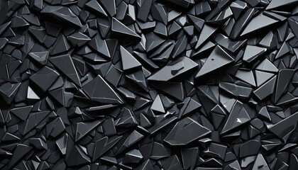 Dark abstract background shards pieces broken. 3d render illustration. - obrazy, fototapety, plakaty