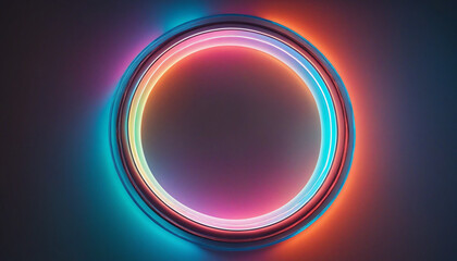 Neon Glow Circle Abstract Background, Futuristic Minimalist Wallpaper - obrazy, fototapety, plakaty