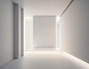 Abstract 3d render, minimalist composition, white geometric design