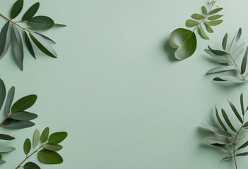 Eucalyptus leaves on natural green backdrop. Beauty care concept.