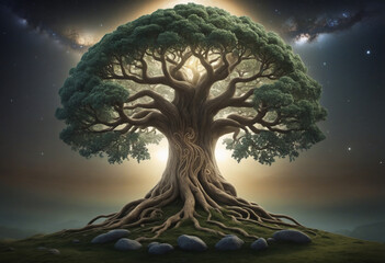 Yggdrasil, the World Tree or Tree of the World - obrazy, fototapety, plakaty