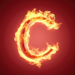 Letter C Flames Symbol Style Generative AI