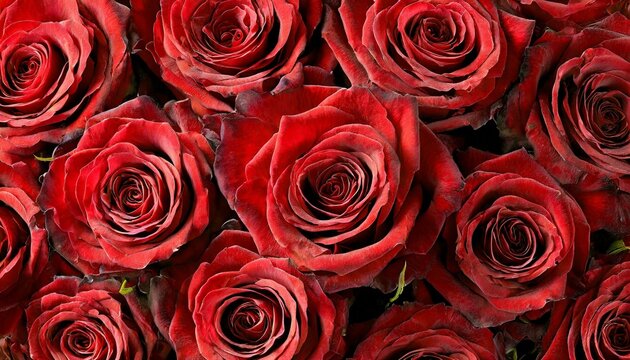 Beautiful red roses flowers as background. Womans day and valentines day concept banner 