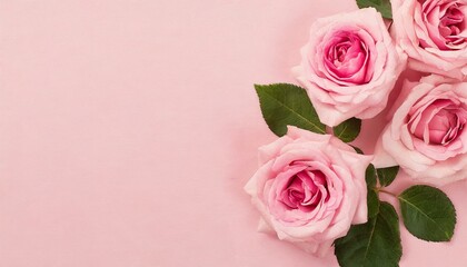 Banner with pink rose flower texture. Springtime background with copyspace.	
