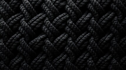  a close up of a black background with a braid of braiding in the middle of the image and a black background with a braid of braid of braiding in the middle. - obrazy, fototapety, plakaty