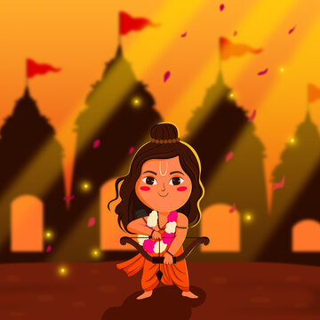 Lord Rama Vector Art, Lord Ram Illustration, Cute Little Baby Rama, Vector Art and Illustration, Happy Diwali