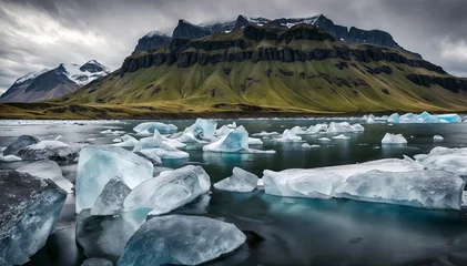  Iceland natural scenery with Icebergs in glacial lagoon. Global warming and melting glaciers concept © Shootdiem