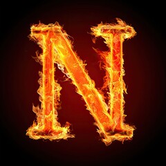 Letter N Fire Icon Style Generative AI