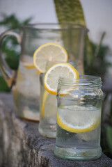 serving fresh lemonade in the garden