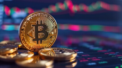 Bitcoins, Increase trading market data chart, growth concept.