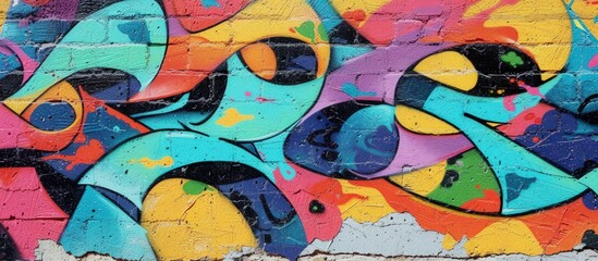 Abstract graffiti paintings vibrant colors texture on the concrete wall background. Generate AI