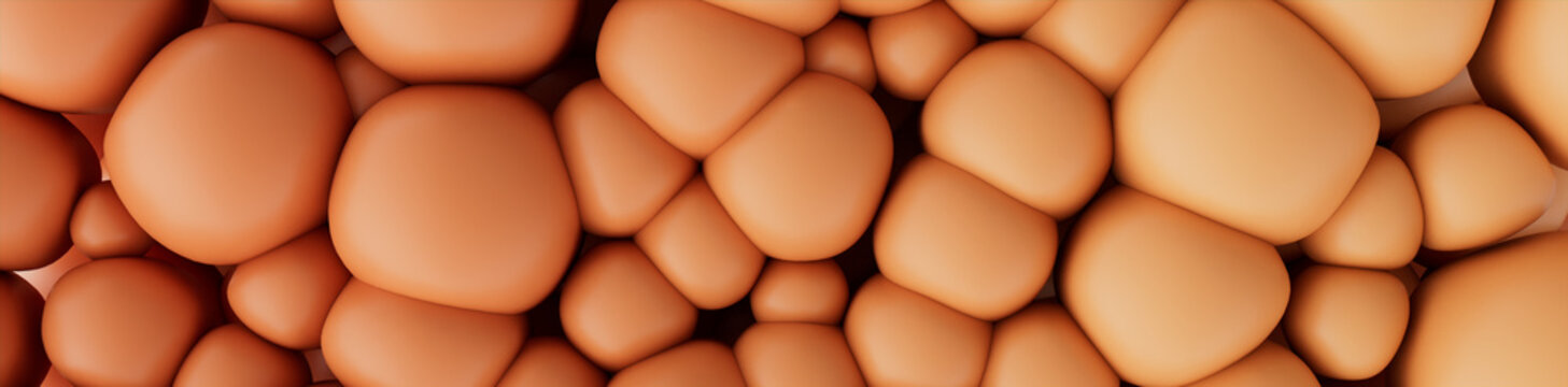 Orange 3D Soft Shapes arranged to create a Colorful abstract background. 3D Render.  