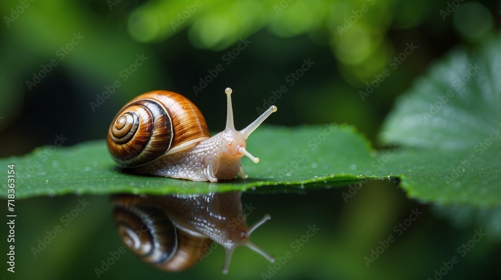 Wall mural snail on a leaf