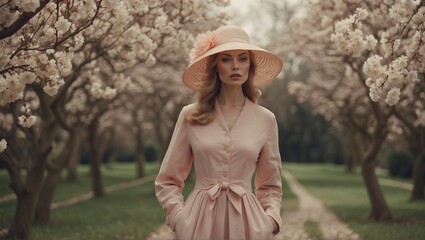 Vintage Inspired Spring Fashion in a Blossoming Alley