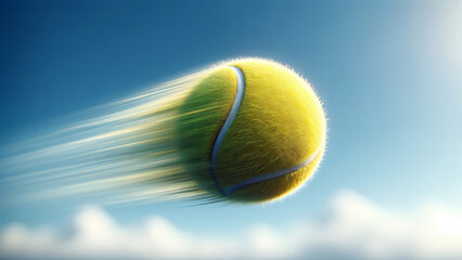 High-Speed Tennis Ball Flight in Clear Sky