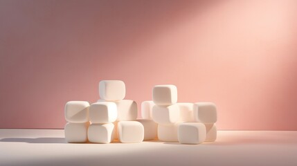  a pile of white marshmallows sitting on top of each other on top of a white counter top.