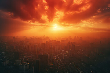 Intense heat over the city. Climate change and an increase in the number of weather disasters in the world