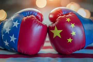 Concept of USA and China competition and economic trade war. Travel and partnership concept