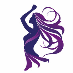 Silhouette of a woman in purple, embodying empowerment and strength