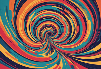 Fototapeta na wymiar Vibrant Psychedelic Abstract Swirls - Retro Poster Design