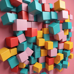 Multicolored Cube Collection, 3D Rendering