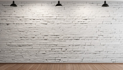 Wide white brick wall texture for home or office design backdrop