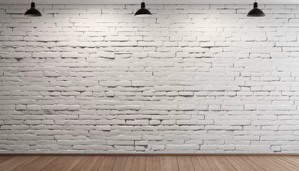 Cercles muraux Mur de briques Panoramic background of wide white brick wall texture. Home or office design backdrop