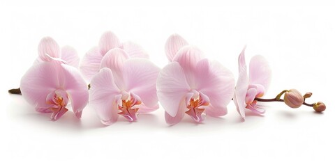 isolated orchid on white background, orchidee backgrounds for spa, cosmetic floral banner.