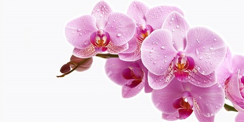 isolated orchid on white background, orchidee backgrounds for spa, cosmetic floral banner.