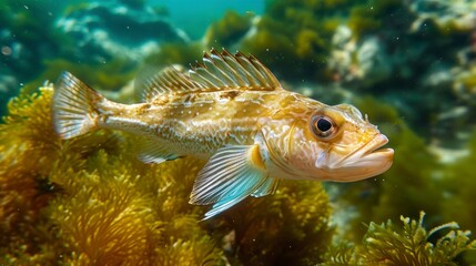 beautiful fish looking at the camera in a fish tank with clear blue water