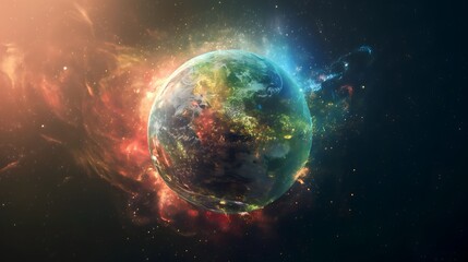 Obraz na płótnie Canvas Abstract color planet earth, astrology illustration