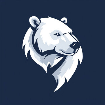 Flat illustration of a logo featuring a stylized polar bear