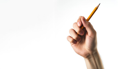 Hand with pencil isolated