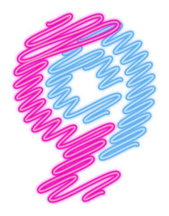 Wavy Neon Sign Number Nine