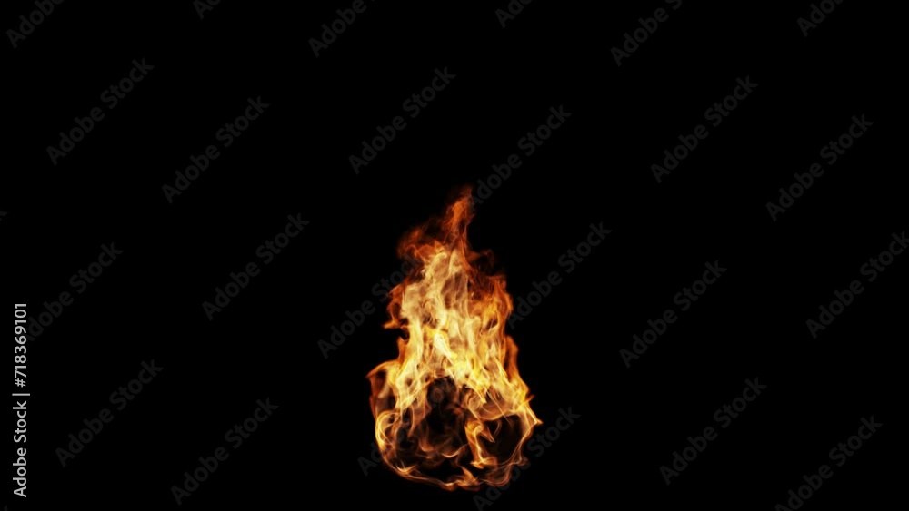 Canvas Prints animated fire isolated on black background, 4k seamless loop