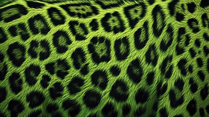 Close-up of green leopard fur print background. Animal skin backdrop for fashion, textile, print, banner