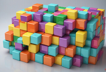 Fototapeta na wymiar Vibrant Cubes in 3D Rendering