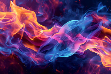 Fototapeta premium Colorful neon fire flame background banner or header 