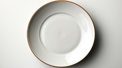 Empty plate on white background, top view,
