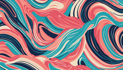 Fototapeta premium Playful pink squiggle pattern for kids or trendy design with basic shapes. Simple doodle wallpaper print.