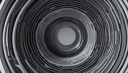 Gray geometric rings in abstract 3D render