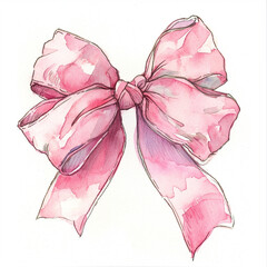 Aesthetic Pink Bow in Watercolor